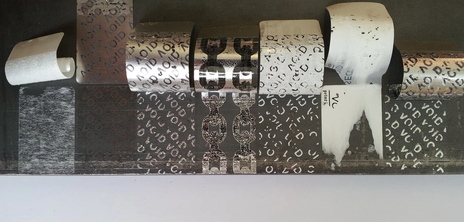 Real identification label on metallic surface
