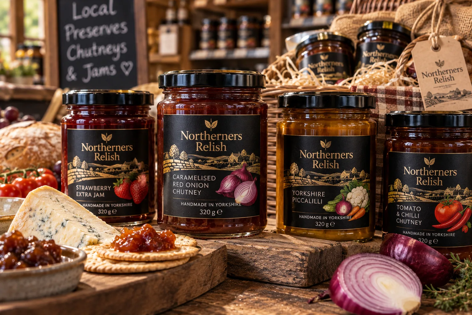 Illustrative chutney jar collection