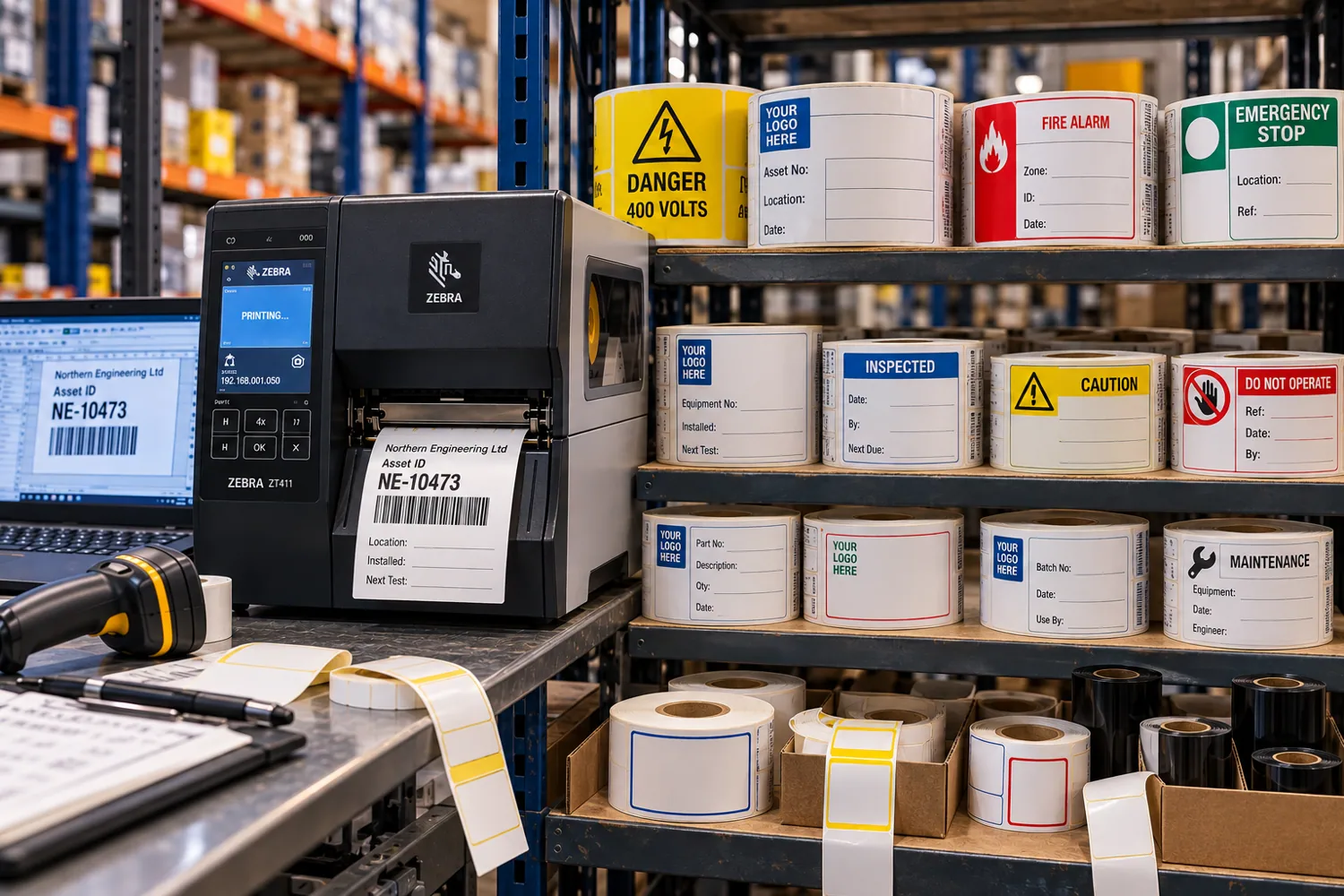 Representative self-adhesive label application